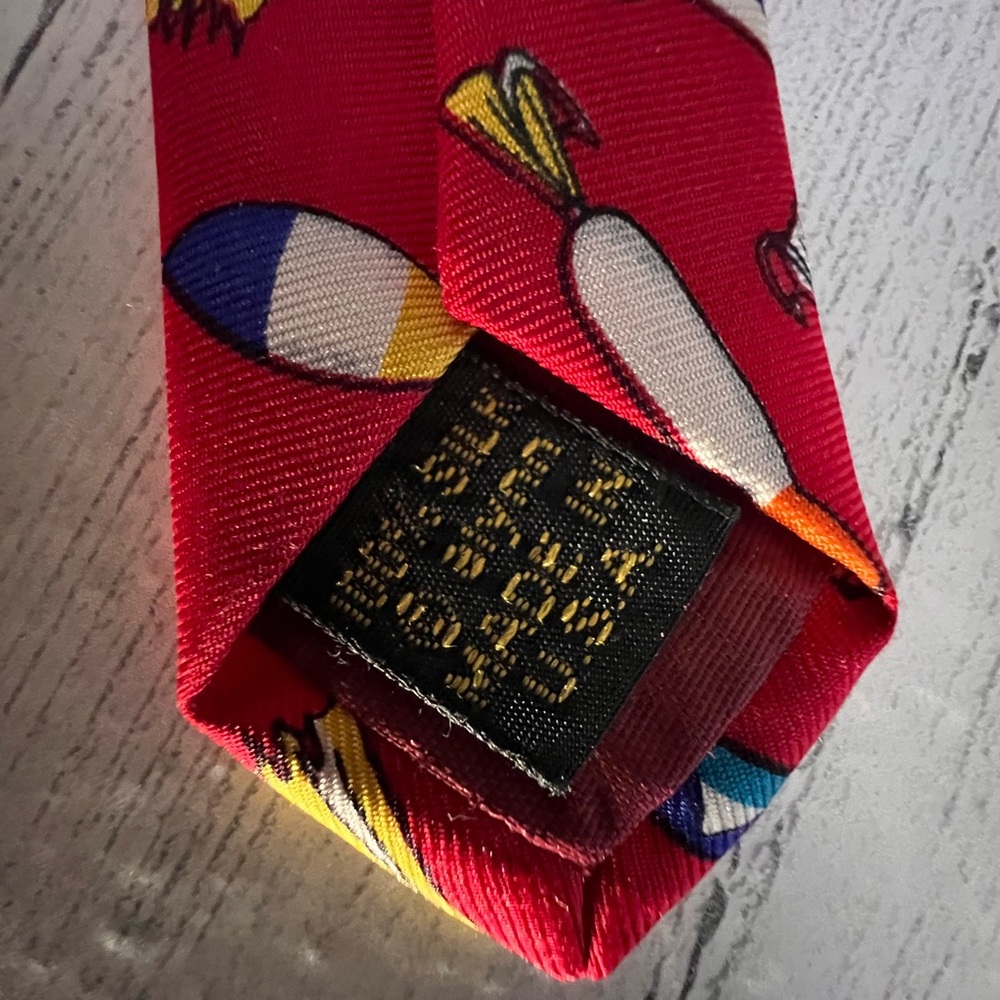 ALYNN NECKWEAR (2) 100% Silk Red NeckTies Fishing Tie Saltwater 3.5x60 VTG USA - Picture 7 of 16